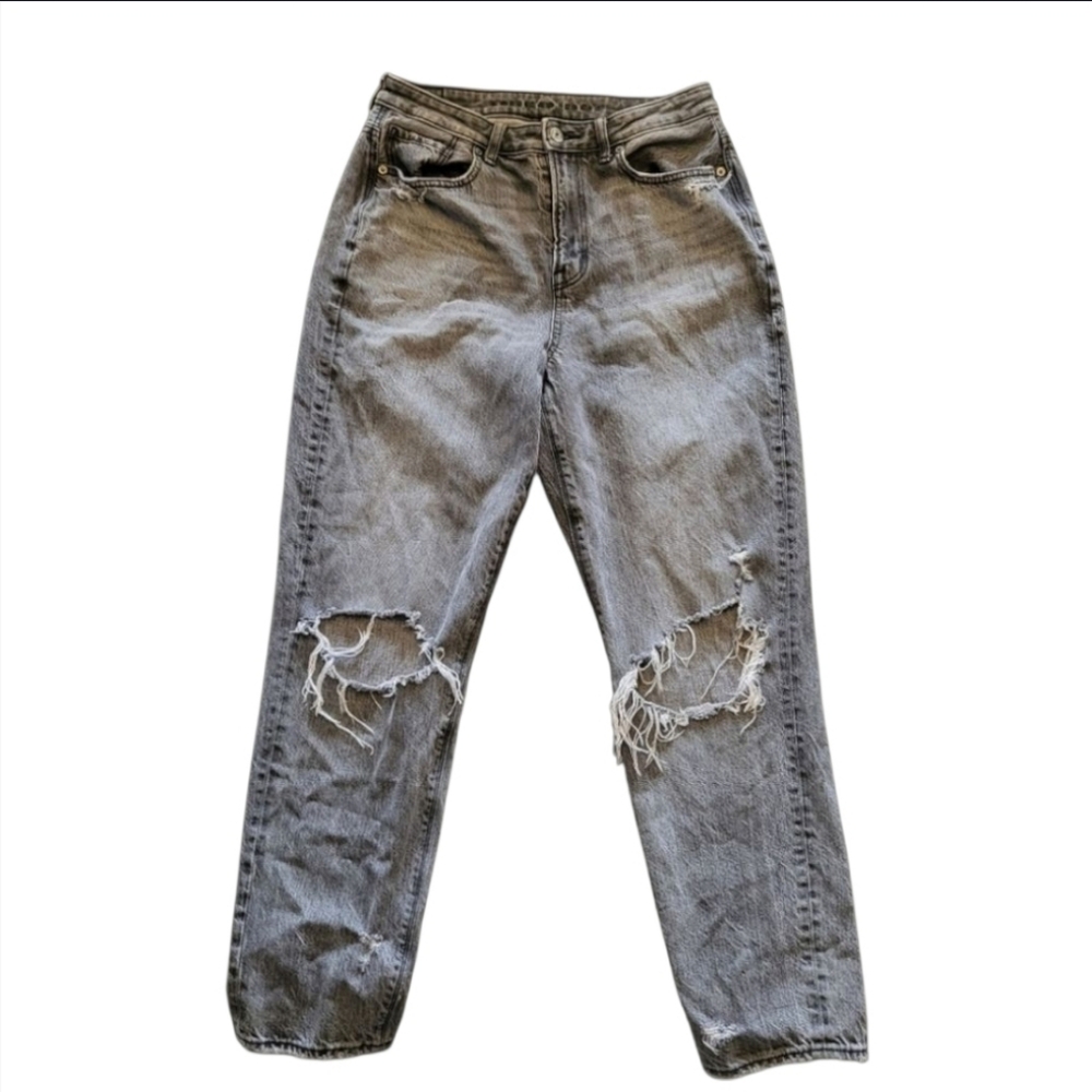 American Eagle Highest Rise Mom Jean, Gray/Black, Women Size 6